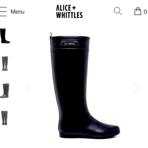 ALICE + WHITTLES Classic Black Riding Rain Boot Sz 8 - Picture 4 of 10